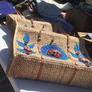 New 3 piece straw bag set from 1960